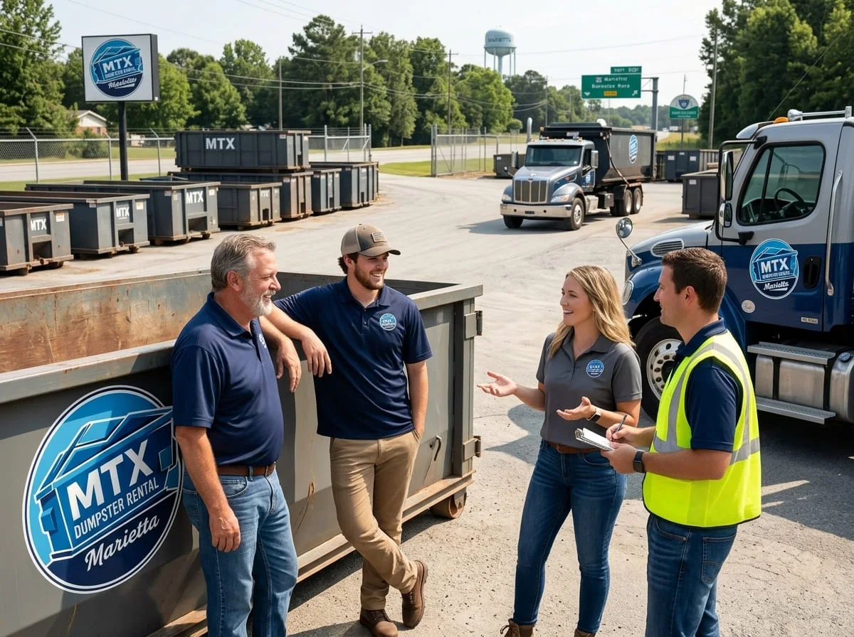 MTX Dumpster Rental Marietta crew outside the Davis Cir SW yard