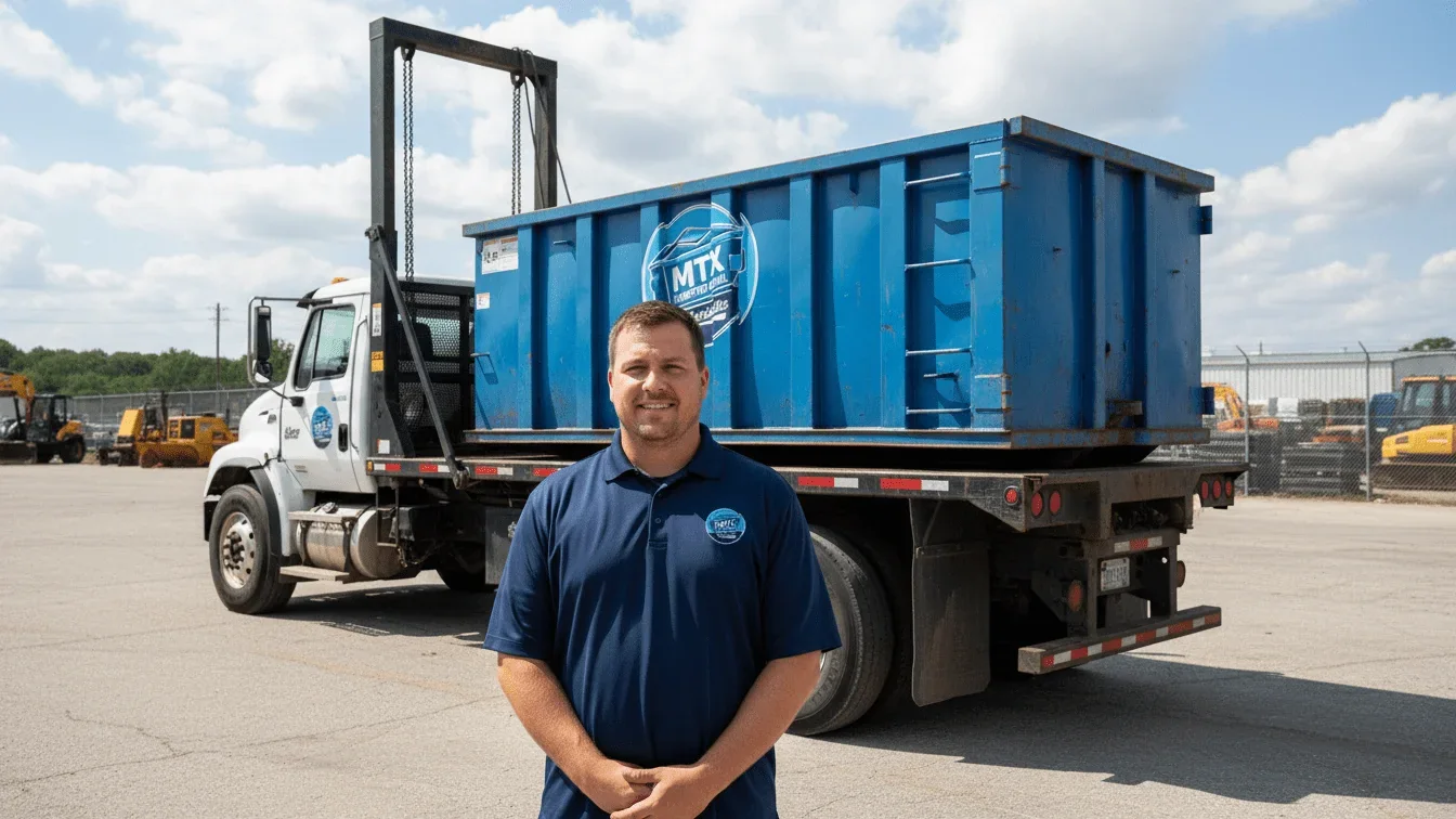 MTX Dumpster Rental Marietta driver with a delivery truck